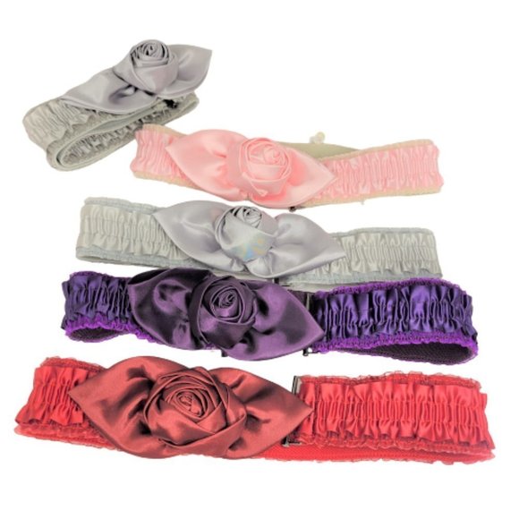 Purple Fabric Rosette Stretchy Frilly Women's Belt - Picture 9 of 14